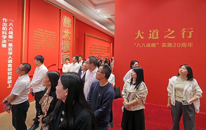 大道之行——“八八戰(zhàn)略”實(shí)施20周年大型主題展覽開(kāi)展以來(lái)，觀眾絡(luò)繹不絕。